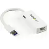 Image de Carte Réseau StarTech USB31000SPTW USB 3.0 Gigabit Ethernet 5 Gbps Pass-Through Blanc
