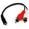 Image de Cable Adaptateur Audio Stéréo StarTech 3,5mm Femelle à 2x RCA Male 15 cm