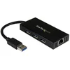 Image de StarTech.com Hub USB 3.0 (5Gbps) portable à 3 ports avec câble intégré plus Gigabit Ethernet - Aluminium