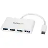 Image de Hub USB-C StarTech 4 Puertos USB-A 5 Gbps Blanco Alimentado por Bus Compacto
