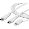Image de Câble StarTech 2M-U2-LNTC-CABLE USB-C 2 m Adaptateur Lightning Tressé Blanc