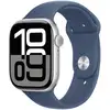 Image de Apple Watch Series 10 GPS 46mm OLED Aluminium Argent Bracelet Bleu M/L Étanche IP6X ECG SpO2