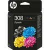 Image de Cartouches d'encre HP 308 noir/trois couleurs d'origine, lot de 2