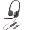 Image de Auriculaires Poly Blackwire 3225 filaires USB-C et 3,5 mm pour bureau avec micro Boom, SoundGuard DIGITAL, noir