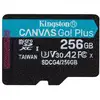 Image de Carte MicroSD Kingston Canvas Go Plus 256 Go UHS-I V30 A2 200 Mo/s Noir Turquoise