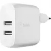 Image de Chargeur Belkin WCB002VFWH 24W Double USB-A 2 ports Blanc