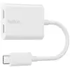 Image de Hub Belkin 2 ports USB-C 60W F7U081BTWH Audio Charge Blanc Compatible iPad Pixel Galaxy