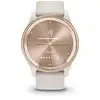Image de Montre connectée hybride Garmin vívomove Trend avec lunette en acier inoxydable or rose et bracelet en silicone beige