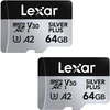 Image de LEXAR Carte microSDXC Silver Plus UHS-1 64Go R205/W100 V30 - Pack de 2