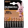 Image de Pack de 8 piles alcalines AAA Duracell Plus, 1.5V LR03