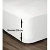 Image de LOVELY HOME Drap Housse 100% Coton 140x190cm - Bonnet 35cm - Blanc