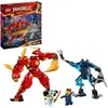 Image de LEGO 71808 NINJAGO Le Robot Élémentaire du Feu de Kai, Jouet Ninja avec Figurine Personnalisable Plus Minifigurines Kai et Zane