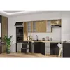 Image de MODENA - Cuisine complete - 300 x 52 x 82 cm - Chene artisan / Noir mat - Plan de travail non inclus