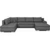 Image de Canapé d'angle panoramique convertible - 7 places - INDIAN - Tissu 100% polyester - Gris - L360 x P228 cm