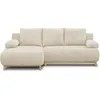 Image de Canapé d'angle gauche convertible MIKA 3 places - Velours côtelé beige - Coffre de rangement - L218 x P98/145 x H84 cm