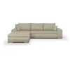 Image de Canapé d'angle convertible réversible + coffre de rangement - Tissu Beige - L 289 x P 94/188 x H 88 cm - INDIAN