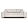 Image de Canapé convertible avec coffre de rangement 3 places - INDIAN - Tissu beige et pieds bois - L250xH88xP98cm
