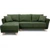 Image de Canapé d'angle convertible réversible 3-4 places CLAUDIUS - Tissu Vert Olive - Coffre de rangement - L 244 x P 158 x H 95 cm