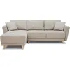 Image de Canapé d'angle convertible réversible 3-4 places CLAUDIUS - Tissu Beige - Coffre de rangement - L 244 x P 158 x H 95 cm