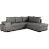 Image de Canapé d'angle convertible réversible 4 places MITCHELL - Tissu Anthracite - L 247 x P 91 x H 205 cm - Coffre de rangement
