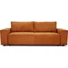 Image de Canapé convertible 3 places JOSH - Tissu velours cotelé terracotta - L 239 x P 86 x H 85 cm - Coffre de rangement