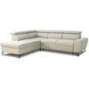 Image de Canapé d'angle convertible réversible avec coffre - 5 places - KASIMIR - Tissu beige - 258 x 79/98 x 219 cm