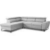 Image de Canapé d'angle convertible réversible avec coffre - 5 places - KASIMIR - Tissu gris - 258 x 79/98 x 219 cm