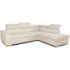 Image de Canapé d'angle convertible réversible 5 places DAYTONA - Velours côtelé beige - Coffre de rangement - L 260 x H 94 x P 216 cm