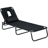 Image de HOMCOM Transat bain de soleil chaise longue de jardin pliant avec dossier réglable multiposition dim. 190L x 56I x 28H cm
