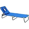 Image de Outsunny Transat de jardin chaise longue pliante bain de soleil pour lecture bleu