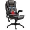 Image de HOMCOM Fauteuil de bureau ergonomique massant chauffant électrique chaise à roulettes pivotant revêtement synthétique brun Aosom France