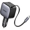 Image de Chargeur USB Type A et USB Type C Rétractable 90 W Noir et Gris anodisé