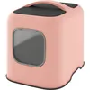 Image de ROTHO Maison toilette pour chat - 51 x 39 x 40 cm - Bac a litiere - Rose