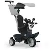Image de Tricyclette Évolutive Smoby Baby Driver 3-en-1 Gris avec Manette Ajustable, Frein, Coussin Détachable et Capote 360°