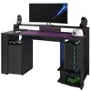 Image de Bureau Gaming Parisot 152cm Panneaux de Particules Noir LED Télécommande