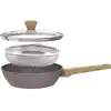 Image de Sauteuse Arthur Martin AM9910 24 cm Antiadhérente Céramique Taupe avec Tapes et Panier Vapeur