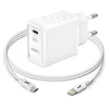 Image de Chargeur secteur Akashi ALTACQC20LITWH 20W Quick Charge USB-A+C Lightning Blanc