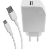 Image de Muvit for Change Pack Chargeur USB 2,4A 12W + Câble Type C 3A 1,2m Blanc
