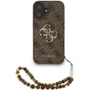 Image de Funda pour mobile Guess Polipiel Marron Logo 4G Correa Perles pour iPhone 16