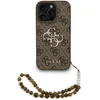 Image de Coque pour mobile Guess Polypiel Marron Logo 4G Perles pour iPhone 16 Pro