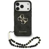 Image de Coque pour mobile Guess Polipiel Noire Logo 4G Perles pour iPhone 17 Pro