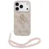 Image de Funda pour mobile Guess Polipiel Rose Logo 4G Correa Perles pour iPhone 17 Pro