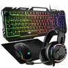 Image de Teclado Spirit of Gamer PRO MKH5 membrane AZERTY RGB avec souris, casque et tapis