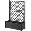 Image de STEFANPLAST Bac a fleur/Jardiniere avec treillis - ITALIA FLOWER BOX - Finition effet bois - 100x43xH142 cm - 80 L - Anthracite