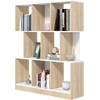 Image de HOMCOM Étagère à 8 Étagères pour Salon et Chambre à Coucher, en Bois, 100x27x124 cm, Chêne et Blanc