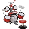 Image de HOMCOM Ensemble Batterie pour Enfants avec Instruments de Musique, Effets Sonores et Microphone Jouet, 77.5 x 40 x 76.5cm, Rouge