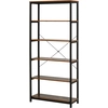 Image de HOMCOM Bibliothèque Verticale de Style Industriel Vintage, Étagère Gain de Place avec 6 Étagères en Bois et Métal Noir, 80x30x180cm