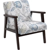 Image de HOMCOM Chaise de Salon Fauteuil Rembourré avec Accoudoirs en Bois et Tissu Respirant pour Maison et Bureau, à Fleurs, 68.5x78.5x75cm