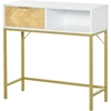 Image de HOMCOM Table Console en Bois, Console d'Entrée ou Salon avec Design Moderne, Blanc et Or, 80x30x80.5cm