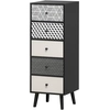 Image de HOMCOM Commode à Tiroirs 5 Fantaisie Géométrique, Mobilier Moderne Chambre et Entrée, 40x40x111.5cm Noir Gris